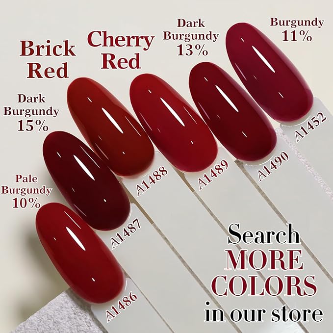 Double Rhythm 15ML Gel Polish Pure Sheer Same Color Same Bottle Soak Off Gel Polish Art Manicure Salon DIY at Home Gifts for Girls Women (Burgundy Red-A1452)