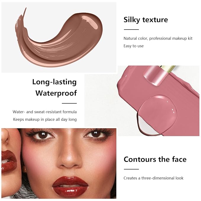 6 Colors Cream Contour Stick Makeup Contour Kit, Double-ended Cream Bronzer for Sculpt, Highlighter and Blush Stick Makeup Kit, Matte & Dewy Finish (SET A)