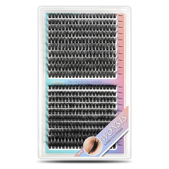 400 Pcs Lash Clusters, Individual Lashes, 80D/100D Mixed Individual Lash Extensions, Soft Lightweight Reusable DIY Eyelash Extensions, Thickness 0.07mm C Curl False Eyelashes (10-16mm Mix)