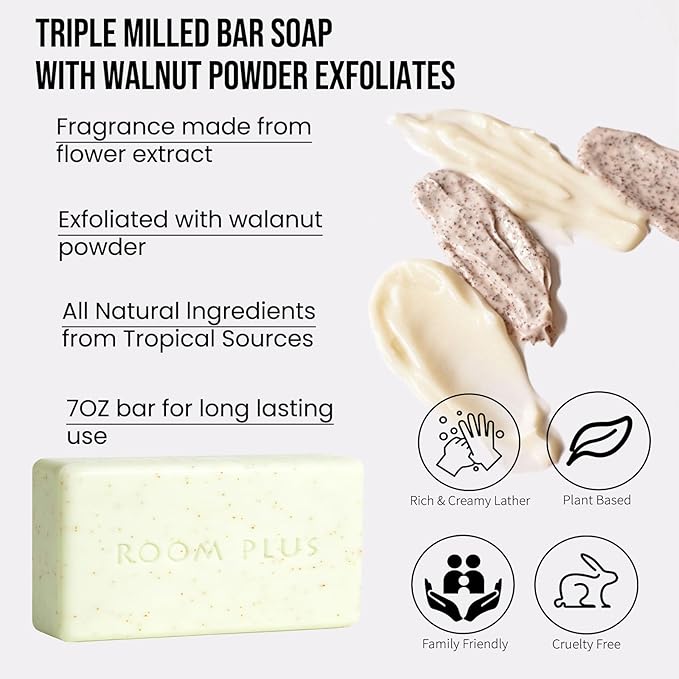 YESUN Fragrance Bar Soap, Big Brick of Bath Soap,Made with Organic Oils, 3-pack,1.3lb,Natural Soap Bar,Moisturizing clean, Floral Scent,Walnut Powder Exfoliates ROOMPLUS (Gardenia)