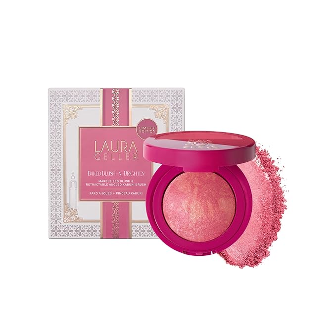 LAURA GELLER NEW YORK Limited-Edition Baked Blush-n-Brighten Marbleized Blush Boxed Set | New Skyline Sunset Pink Shade