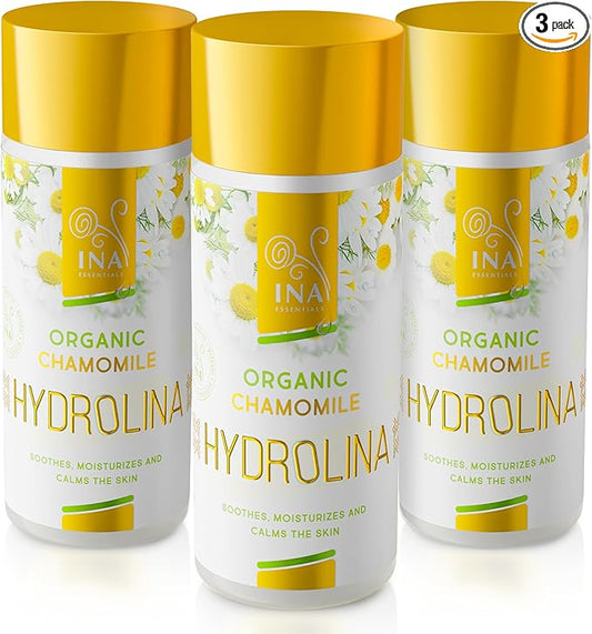 InaEssentials Organic Chamomile Water- Hydrolina, Skincare Against Eczema, Skin Irritations, Toner for Face and Body, Hydrolat, EU Certified