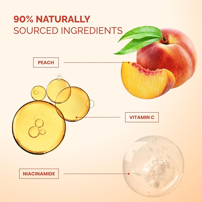 PLANTIFIQUE Facial Sheet Mask Vitamin C Glow 5 Pack – Rejuvenating & Glowing Face Mask Sheets Pack with Peach & Vitamin C – Korean Skincare for Dull Skin