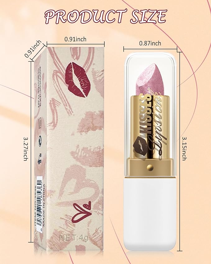 Diamond Glitter Lipstick, Pink Shimmer Matte Metallic Lipstick, High Pigmented Waterproof Long Lasting Lip Gloss, Shiny Non-Sticky Creamy Lip Tint Stain, Christmas Lip Makeup Gift for Women Girl-08