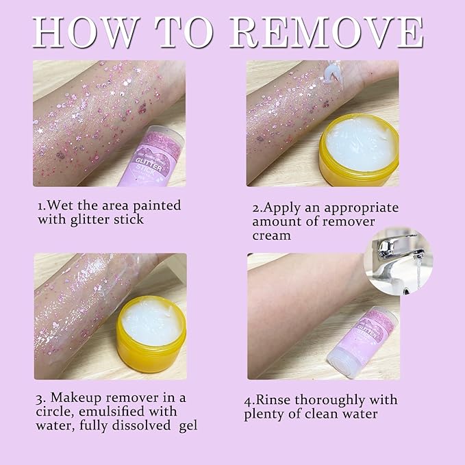 Rainbow White Hair Glitter Stick,Mermaid Costume Body Face Glitter, Singer Concert Halloween Star Glitter Makeup for Kids and Women,Waterproof Rave Accessories Sequins Body Paint