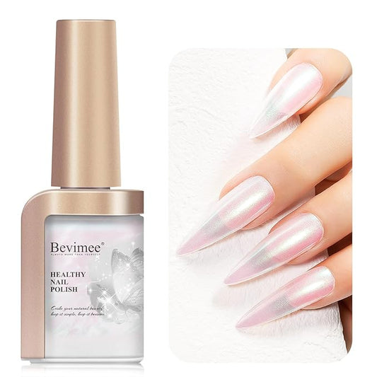 Quick Dry Nail Polish - Mermaid Shimmer Nail Lacquer Pearl White, Green Aurora Effect, Air Dry Fast Fingernail And Toenail Polish, 12ML