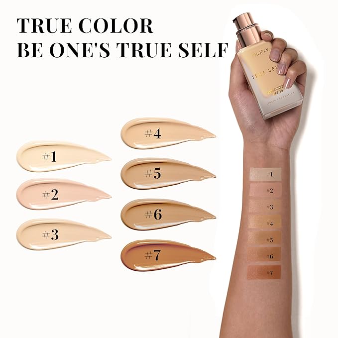 PHOFAY Matte Sunscreen Liquid Foundation SPF 30 (1.02 fl oz) - Long-Wearing Oil-Control, Concealing & Non-Greasy Buildable Coverage, Suitable for Most Skin Types, Daily & Outdoor Use (04#)
