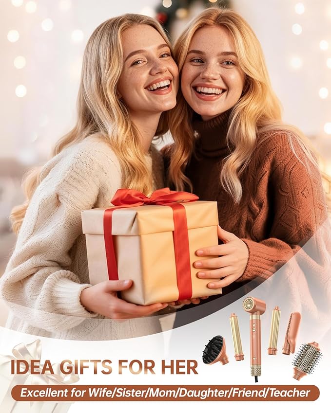 [Dual Voltage] webeauty 6 in 1 Hot Air Styler Wrap, High-Speed Negative Ionic Hair Dryer with Auto Wrap Curlers, Professional Blow Dryer Brush, Diffuser, Volumizer Multiple Styling, No Heat Damage