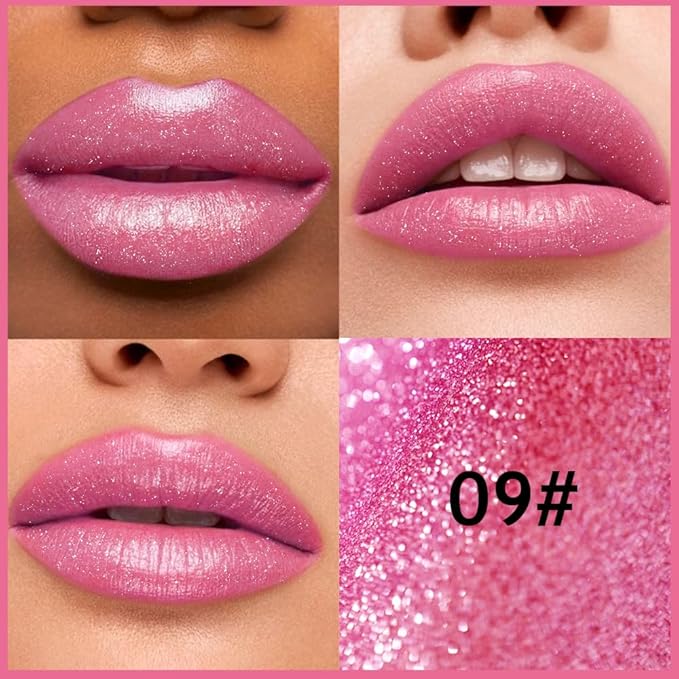 Mauve Pink Metallic Lipstick for Women,Lightweight Comfortable Non-Drying Shimmer Frosted Lipstick,Glitter Lip Gloss Stain Long Lasting Waterproof Smudge Proof 24 Hour Full Coverage Lip Makeup,Vegan