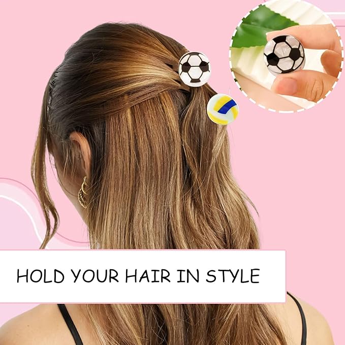 6 Pcs Various Balls Hair Claw Clips,Cute Fashion Styling Small Hair Clips for Women, Nonslip Strong Mini Hair Claws Acrylic Alloy Side Barrettes for Thin Medium Fine Hair