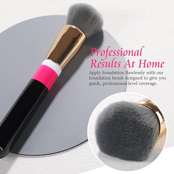 Foundation Brush Makeup Brushes Powder Flawless Powder Brush Highlighter Brush Blush Brush with Wooden Handle Aluminum Tube Perfect for Blending, Buffing Liquid, Powder, Foundation, Cream, Concealer