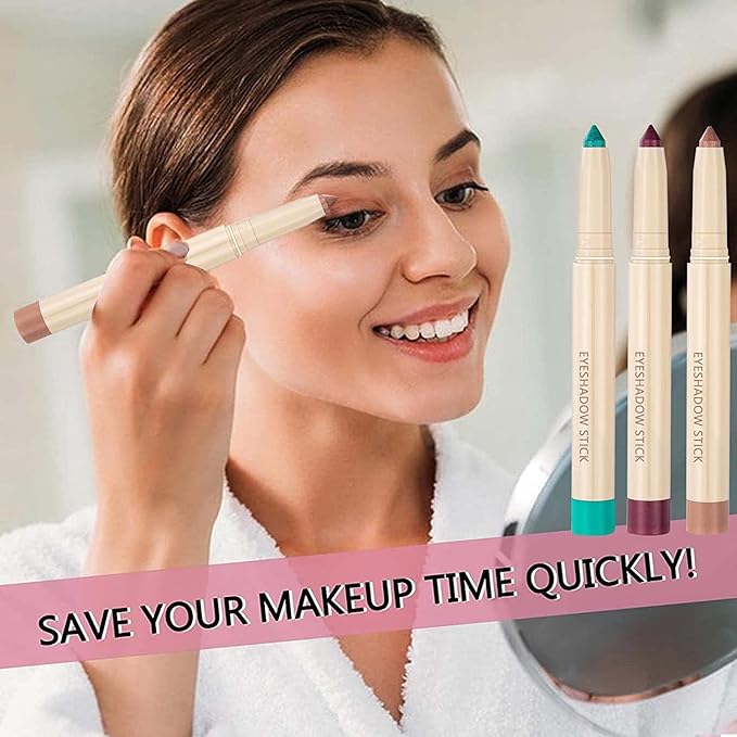 Eyeshadow Makeup, Waterproof Hypoallergenic Long Lasting Eye Liner, Highlighter Matte Cream Eye Shadow Stick, Glitter Primer Palette Shimmer Eyeliner Pen, Cocoa Matte