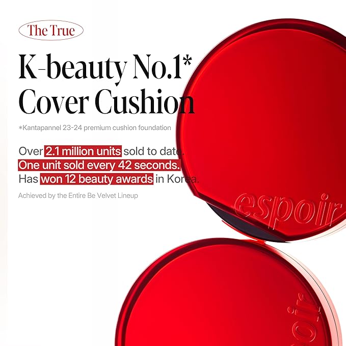 espoir [NEW] Be Velvet Cushion Foundation | Quick and Easy Coverage with Long-lasting Color by Zero Oxidation (#34.5 Golden Olive, 0.46 Ounce (Pack of 1))