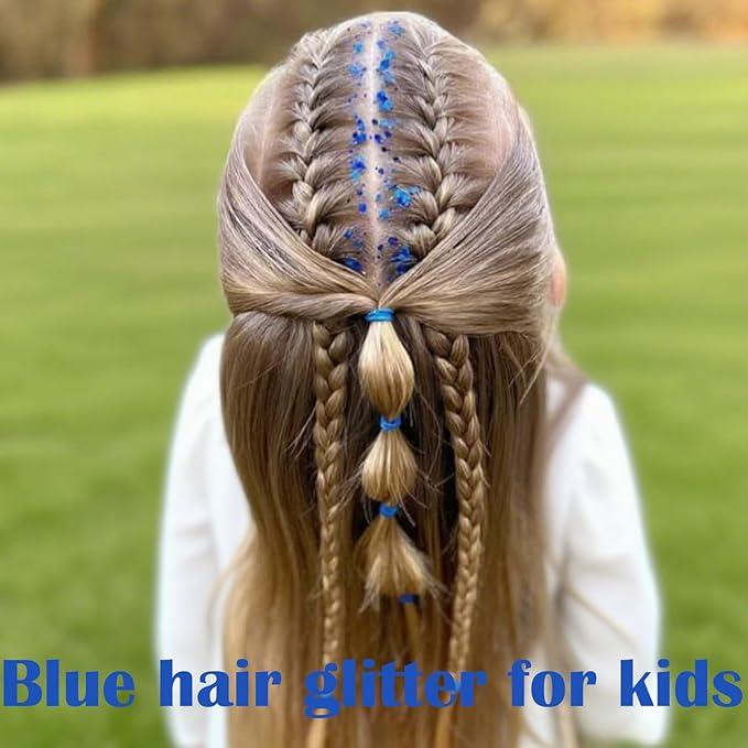 Blue Hair Glitter Stick,Rave Accessories Carnival Chunky Sequins Face Glitter,Singer Concert Body Glitter for Kids Women, Waterproof Glitter Makeup Paint for Parties,Festival