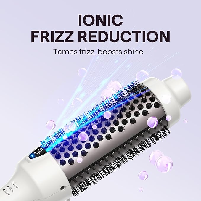Wavytalk Thermal Brush, 1.5 Inch Ionic Thermal Round Brush Makes Hair Smoother Get Natural Curls (White)
