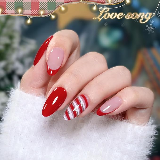 GAOY Red Gel Nail Polish Set of 6 Colors for Christmas nails Including White Burgundy Gold Sliver Glitter Gel Polish Kit for Valentine’s Day