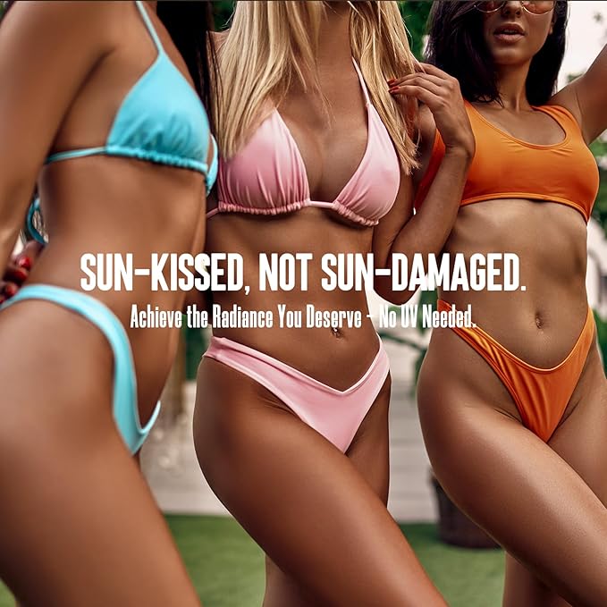 Self Tanner Mousse Kit - 250mL XL & Mitt & Strap | 1-Hour Express Dark Bronze + Plant 30% DHA for Long-Lasting Tan | No Orange Tones, Streak-Free & Odorless | Natural Sunless Glow