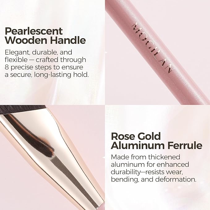 Concealer Brush with Travel Cover – Angled Under Eye Makeup Small Foundation Precision Face Blending Brush for Color Corrector & Nose Contour, Soft Vegan Bristles for Sensitive Skin (PINK)