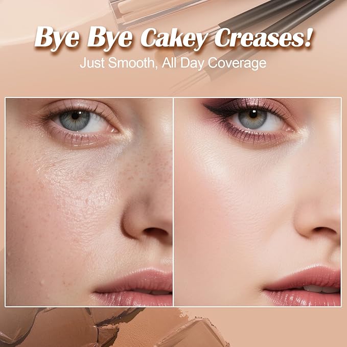 Triangle Concealer Brush,Under Eye Concealer Brush for Dark Circles & Blemishes, Small Foundation Brush with Soft Bristles Wooden Handle, Precise Coverage Contour Blending