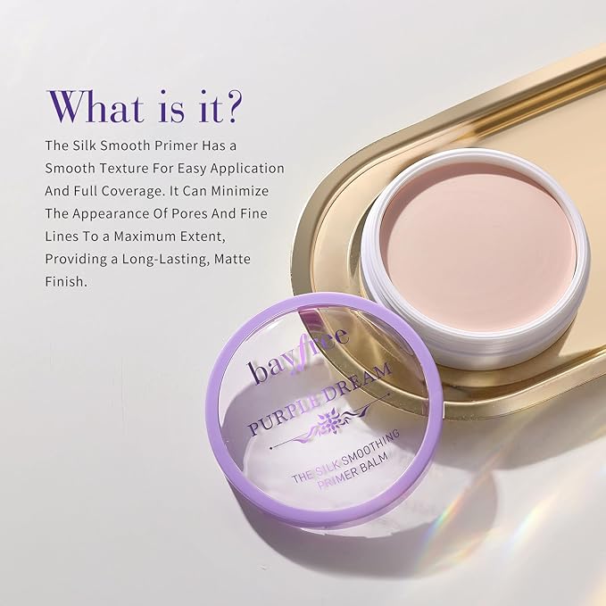 bayfree Silk Smoothing Primer Balm, Poreless Primer for Smooth & Flawless Skin, Long Lasting, Soft Texture, Matte Finish, Fills in Pores and Fine Lines, 0.35 oz