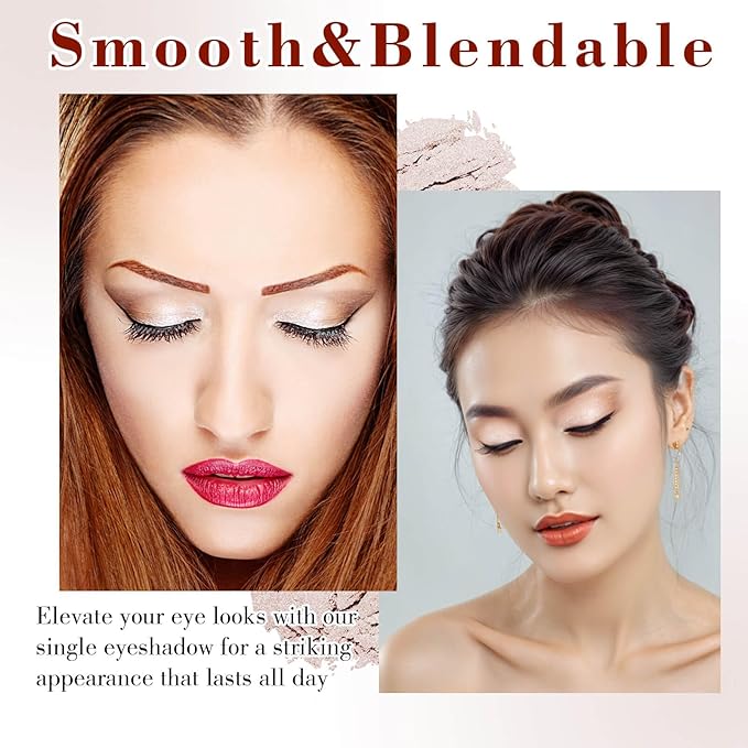 MEICOLY Champagne Shimmer Eyeshadow with Mirror,Shimmer Sparkly Eye Shadow Palette,Pressed Powder Single Eyeshadow for Women and Girls,Eye Makeup Eyelid Color,Long Wearing,Waterproof