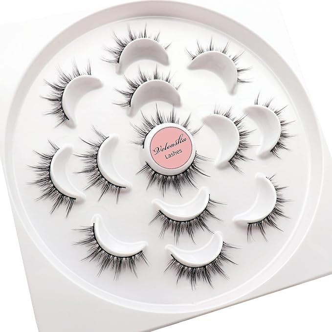 Veleasha 5D Faux Mink Lashes - Luxurious Manga Spike Lashes, 7 Pairs Pack