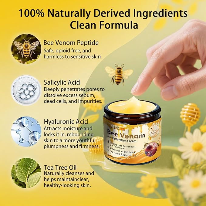 2PCS Bee Venom Skin Restoration Cream, 2025 Upgrade Bee Venom Skin Treatment Cream, Natural bee venom cream for Repair & Renewal, All in One Nourishing Serum for All Skin Types