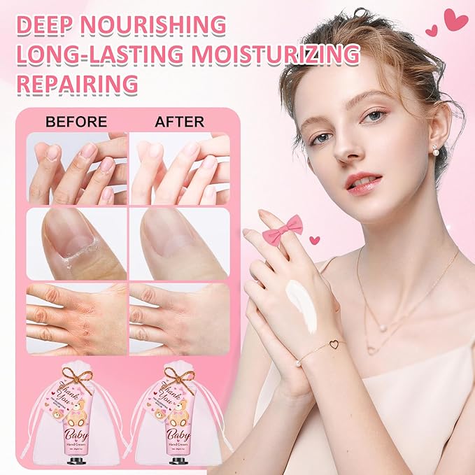 60 Sets Baby Shower Hand Cream, Baby Shower Party Favors Gifts for Guests Bridal Shower, Wedding Hand Cream Gifts,Thank You Gifts,Travel Size Hand Lotion Bulk for Wedding (Pink Bear)