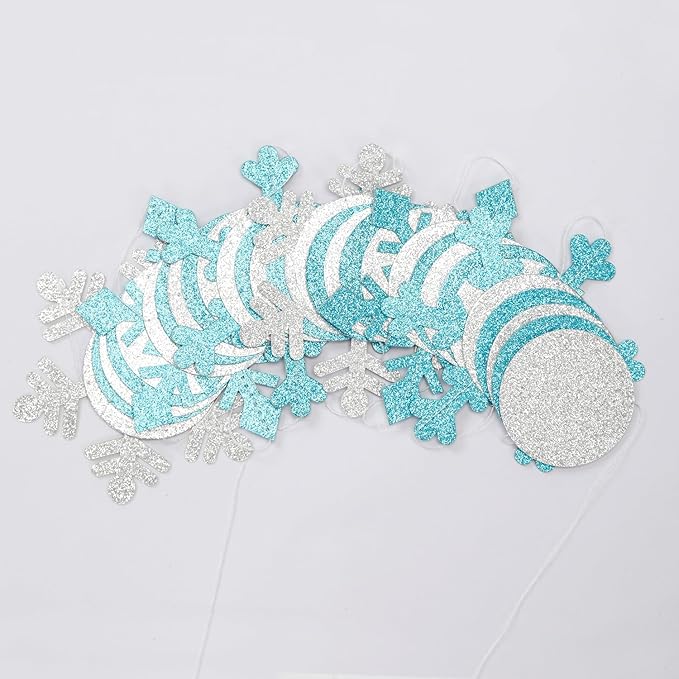 Snowflake-Snow Teal-Silver Christmas Party-Decorations Garland - 58Ft White Winter Wonderland Frozen Hanging Paper Streamers Banner,Birthday Wedding Baby Bridal Shower New Year Supplies Decor Ouruola