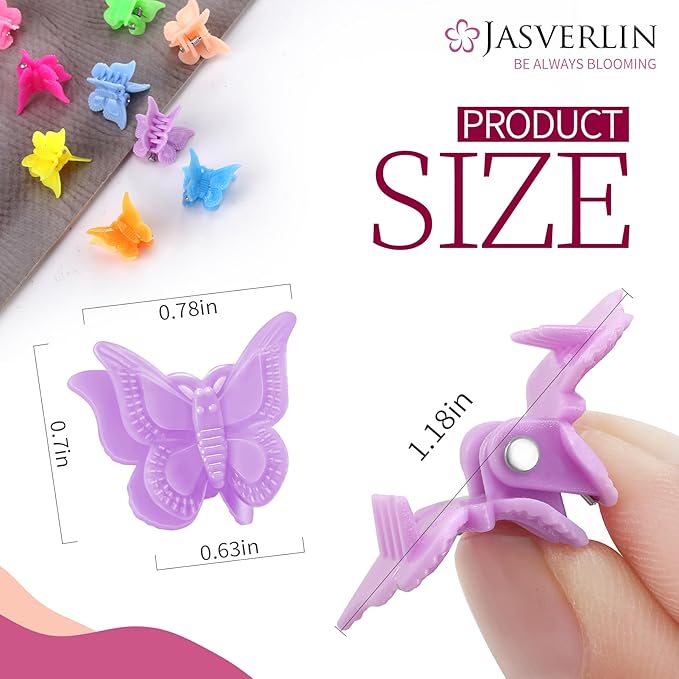 50 Pcs Butterfly Clips for Hair, Cute 90s Y2K Butterflies Mini Hair Claws Clips for Girls Hair Accessories Small, Colorful Pastel 10 Colors, 5 of each color (Vivid Spectrum)