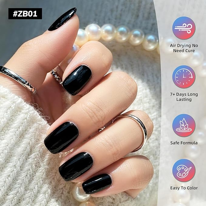 10ml Nail Polish Set 6 Colors Black White Red Deep Blue Dark Green Deep Purple All Seasons Neutral Color Quick Dry Nail Polish Set for Women Salon DIY Nail Art