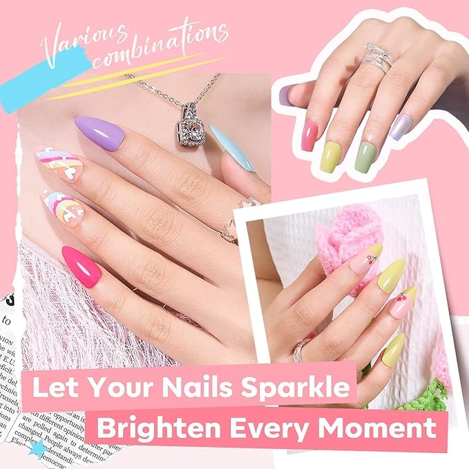 modelones Nail Polish Set, 12 Colors Spring Summer Blue Green Pink Nude Yellow Purple Pastel Quick Dry Mini Starter Kit Long Lasting Art DIY Manicure Set at Home for Women Girls ﻿