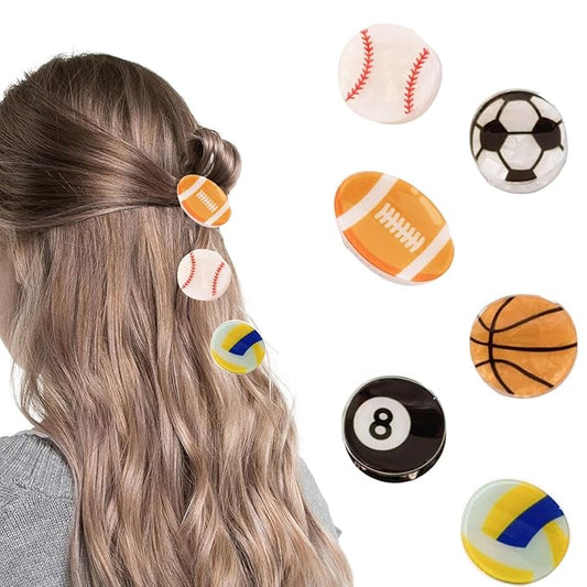 6 Pcs Various Balls Hair Claw Clips,Cute Fashion Styling Small Hair Clips for Women, Nonslip Strong Mini Hair Claws Acrylic Alloy Side Barrettes for Thin Medium Fine Hair