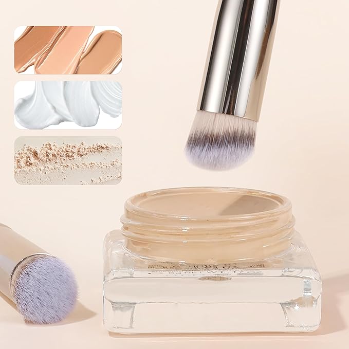 Concealer Brush with Cover – Small Foundation Brush for Precise Application, Angled Makeup Brush with Soft Synthetic Bristles for Under Eye, Blemishes, Highlight & Nose Contouring