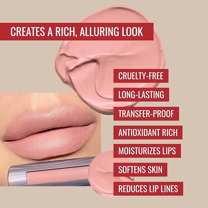 Runway Rogue ‘Minimalist’ Velvet Glam Liquid Lipstick, Almost-Matte Soft Nude Lipstick with ‘A List’ Designer Liner Lip Pencil, Matte Soft Pink-Mauve Lip-Liner Pencil and Lip-Liner Sharpener