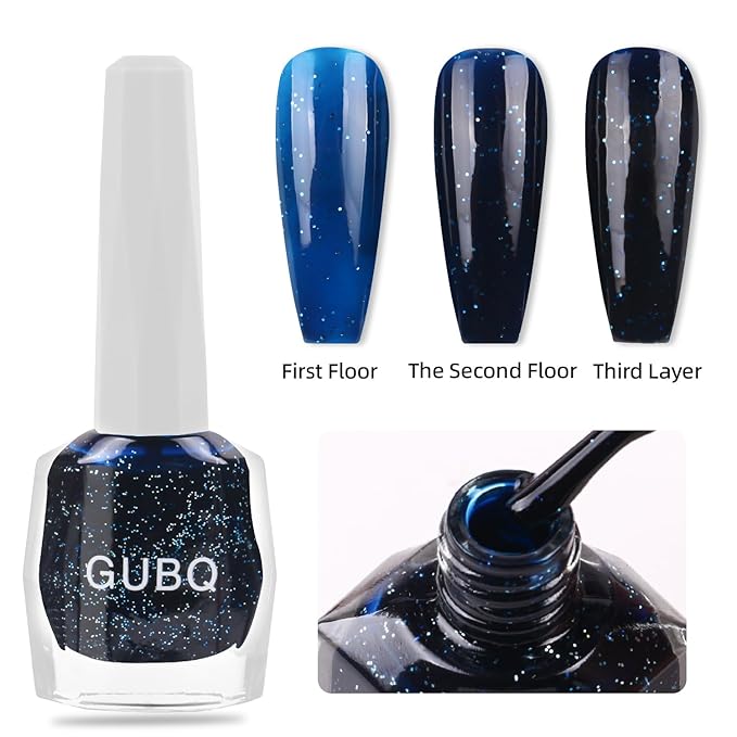 Major Dijit Quick Dry Nail Polish 12ml/0.41fl oz Glitter Midnight Blue Regular Nail Lacquer Fast Drying & Long Lasting Nail Polish Nail Art Effect for Nail Salon