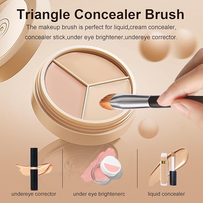 Concealer Brush,Triangle Under Eye Makeup Small Foundation Brush Precise Coverage Dark Circles Face Contour Blending Brush