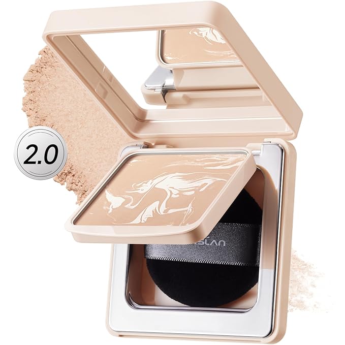 2.0 Black Magnet Soft Focus Powder, Waterproof Translucent Pressed Setting Powder, 24H Longlasting Talc-Free Face Powder, Oil Control Compact Makeup,04 Warm Ivory For Dry&Com Skin, 0.28Oz