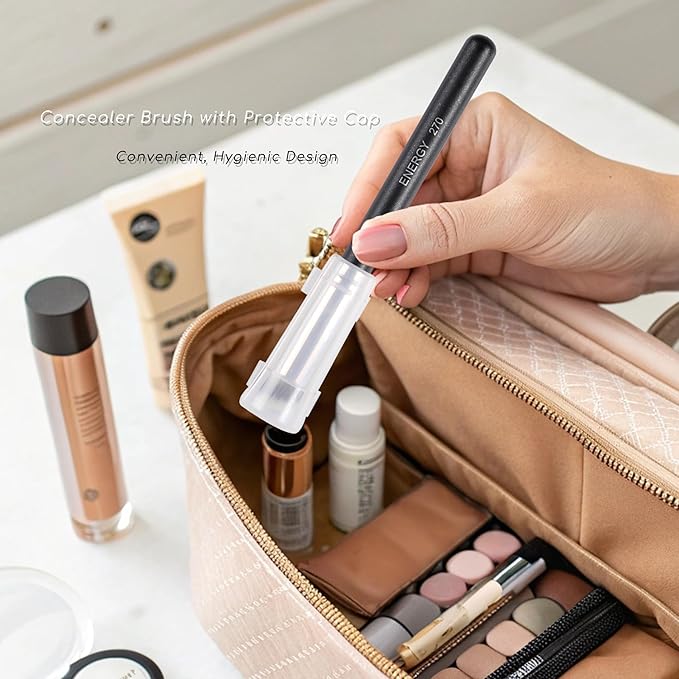 ENERGY Foundation Brushes Set Professional Under Eye Concealer Brushes Perfect For Blending Liquid Cream or Flawless Powder Cosmetics Buffing Stippling Concealer Premium Synthetic Bristles