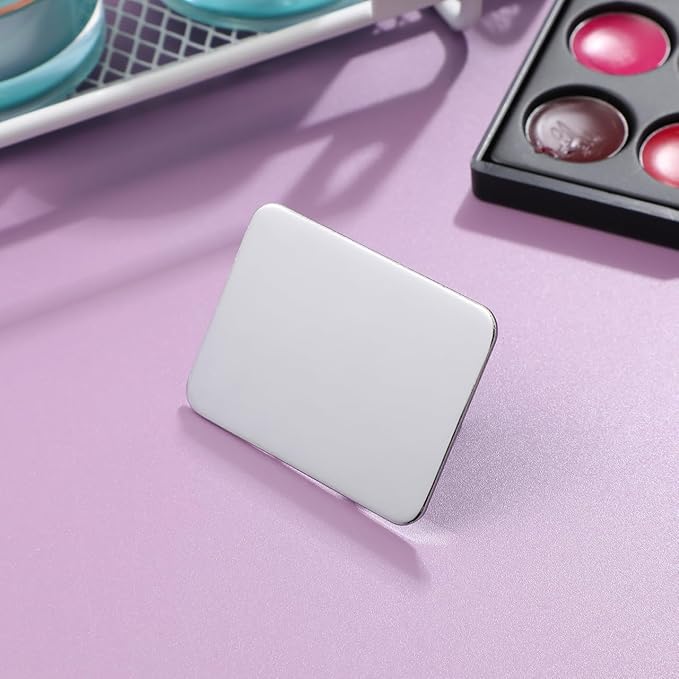 Frcolor 2PCS Nail Art Palette Stainless Steel Makeup Mixing Palette Ring Nail DIY Art Design Paint Color Mixing Palette Metal Tool