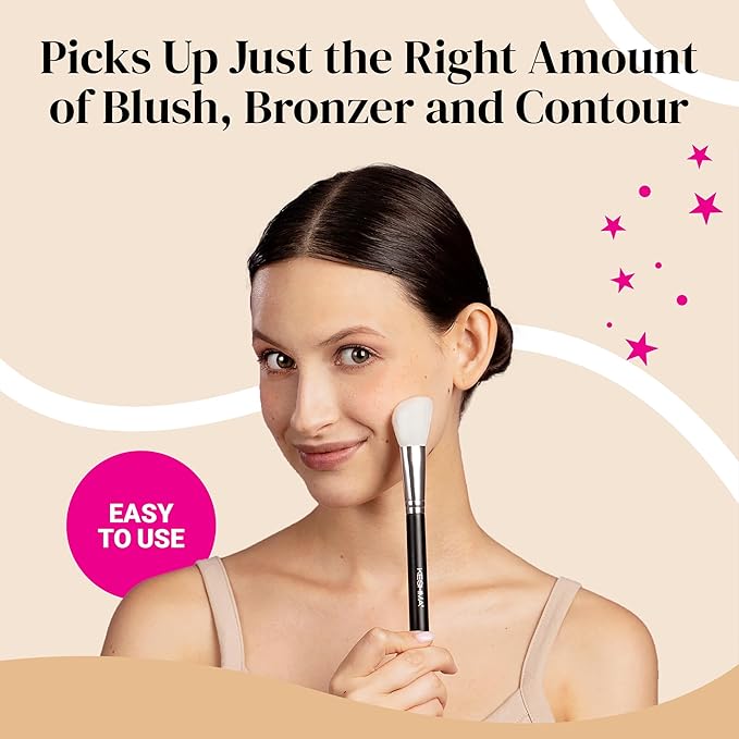 KESHIMA Angled Blush Brush & Bronzer – Premium Contour Brush for Blush, Bronzer & Powder Makeup Application - Vegan, Cruelty-Free