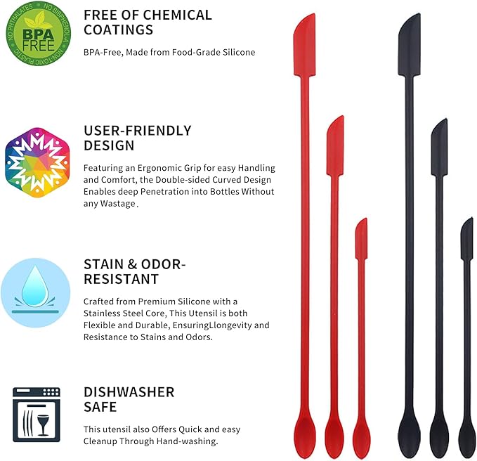 Makeup Spatula Tool for Cosmetics Beauty Kitchen Jar Mini Tiny Set Thin Blade -Reusable Long Beauty Small Spatula to Get Lotion Bottle Spatula