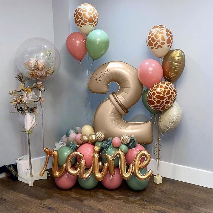 Apricot Number 3 Balloon for Girls Boys, 40 Inch Large Nude Number 0-9 Foil Balloons Set, Tan Digital 3 Balloons for Women Men Birthday Graduation Anniversary Party Decorations Celebration Supplies
