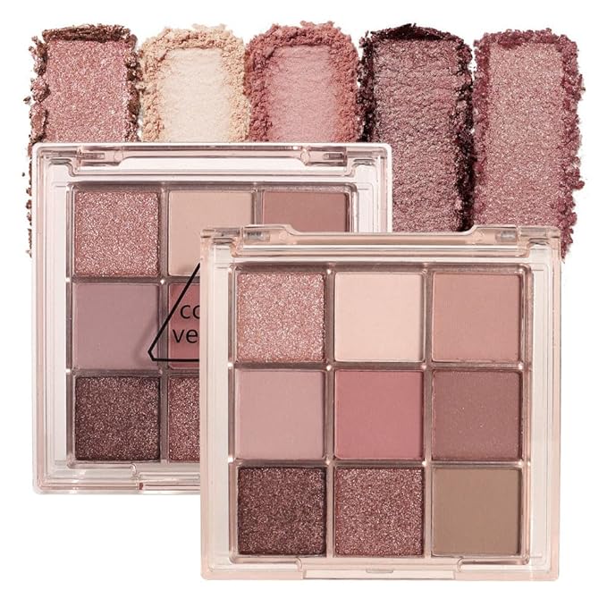 9 Colors Colorful Eyeshadow Palette Makeup,Rose Gold Brown Nude Purple Matte Shimmer Neutral Eye Shadow Powder Palette,Naturing-Looking Long Lasting Waterproof