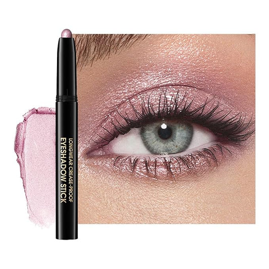 CHIFURE Eyeshadow Stick, Shimmer and Matte Cream Eye Shadow Brightener Sticks Eyeliner Pencil Crayon, Waterproof Long Lasting Eye Highlighter Stick Makeup,0.056 Oz(#8-Fancy)