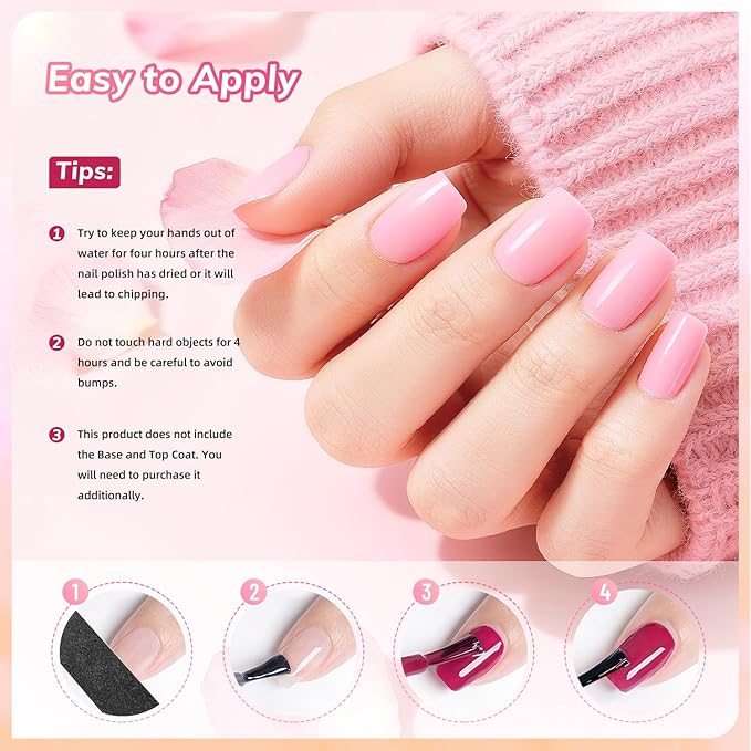 10ml 6 Colors Red Rose Pink Nail Polish Set Romantic Color Series Nail Polish Quick Dry Long Lasting Valentine's Day Gift for Her