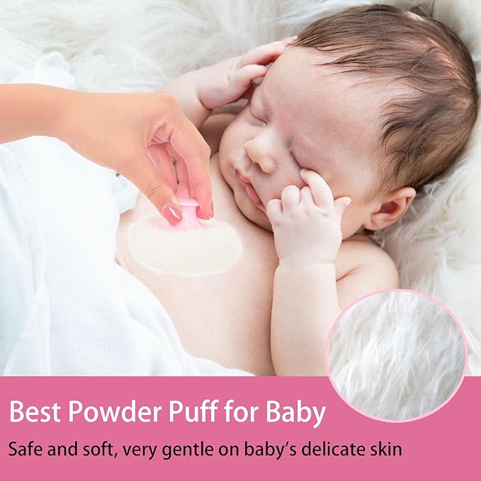 SHIMIDO Body Powder Puff and Container, 3.15" Portable Empty Body Powder Container for Baby Women's Loose Dusting Powder, Powder Case Box with Lids for Bath, Travel and Home Use (Pink Flower B)