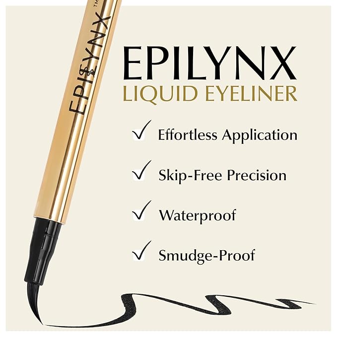 EPILYNX Waterproof Liquid Eyeliner - Smudge-Proof, Long-Lasting Vegan Liquid Eyeliner Pen with Precision Tip for Smooth Application, Gluten-Free, Hypoallergenic Eye Liner - 2mL Black