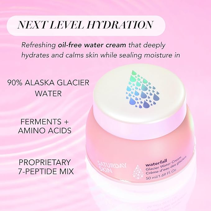 Saturday Skin Face Moisturizer Water Face Cream Natural Oil free Gel Type Cream From Alaska Glacier Water Day & Night Korean Skin Care Cream Soothing Hydrating Facial Moistrurizer (1.69 Fl. Oz. 50ml)