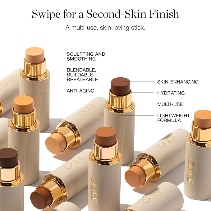 Ogee Sculpted Complexion Foundation Stick (Anjou 11.5N - Deep Beige, Golden Undertones) Full Coverage Foundation Makeup - Instantly Balance & Even Complexion - 70% Organic Ingredients